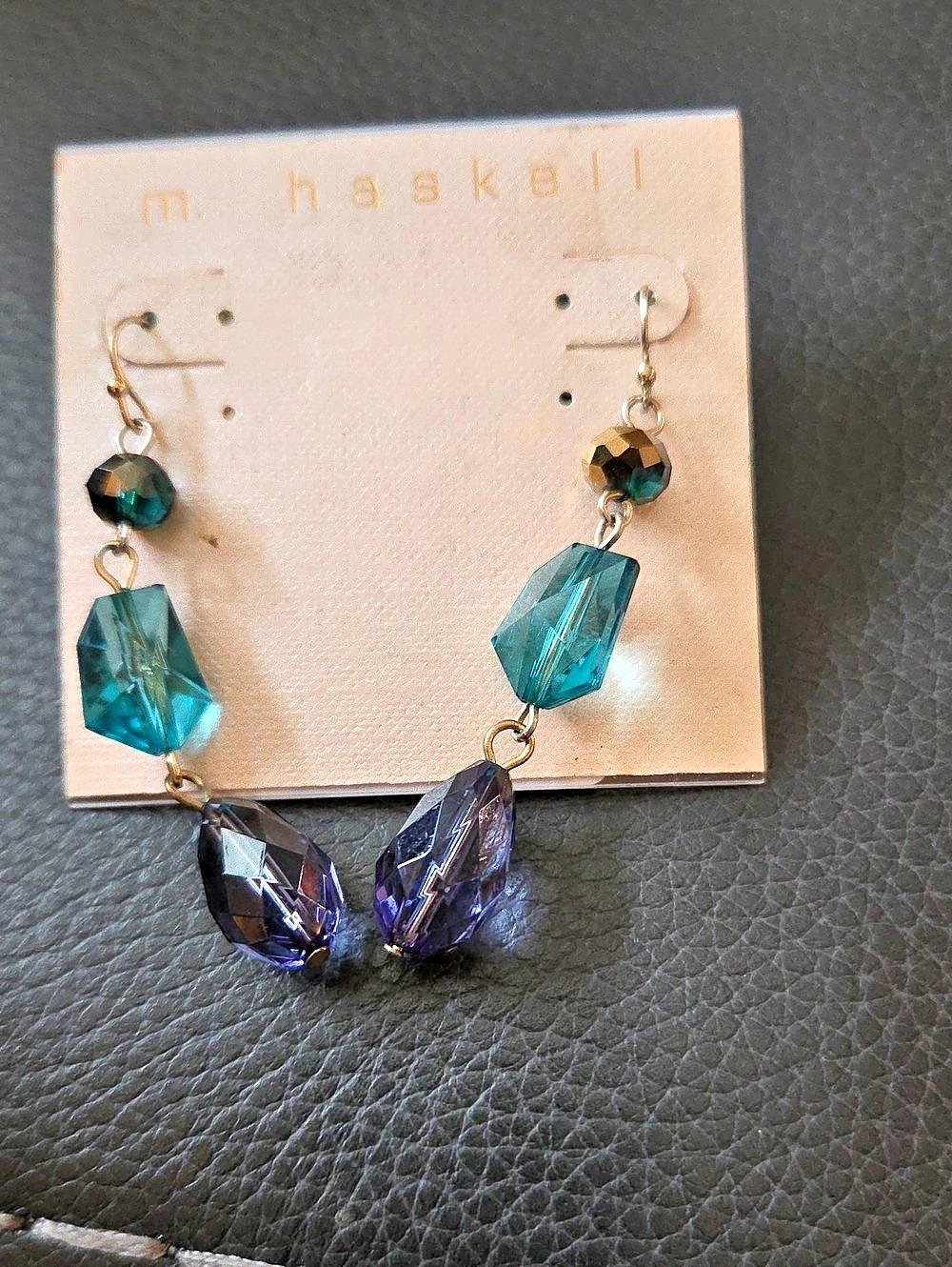M. Haskell Beaded Dangle Earrings Blue & Green